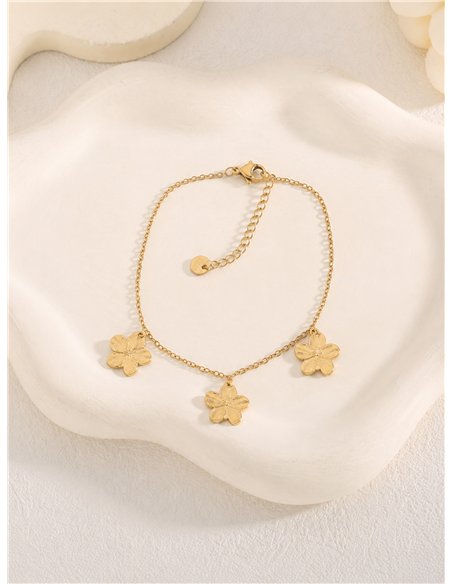 Pulsera triple flor de acero