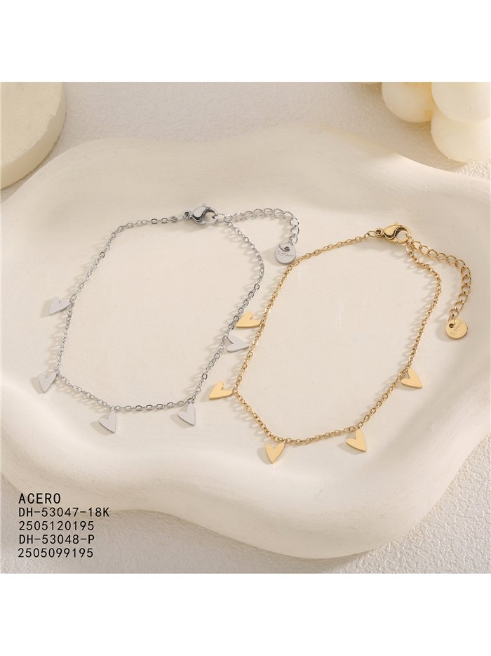 Pulsera corazones de acero