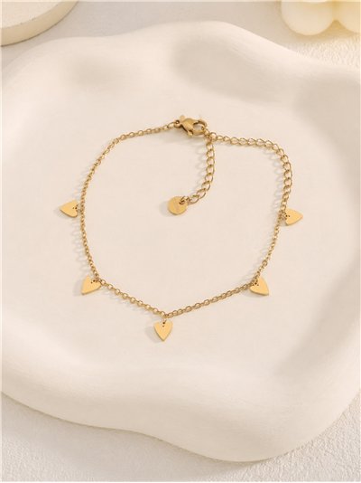 Pulsera corazones de acero