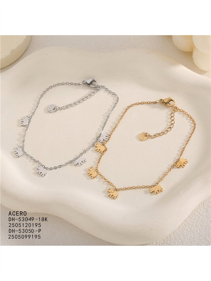 Pulsera elefantes de acero
