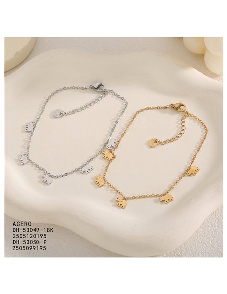 Pulsera elefantes de acero