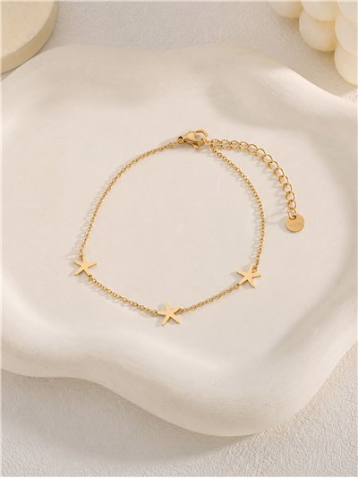 Pulsera triple estrella de mar de acero