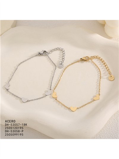 Pulsera triple corazón de acero 2