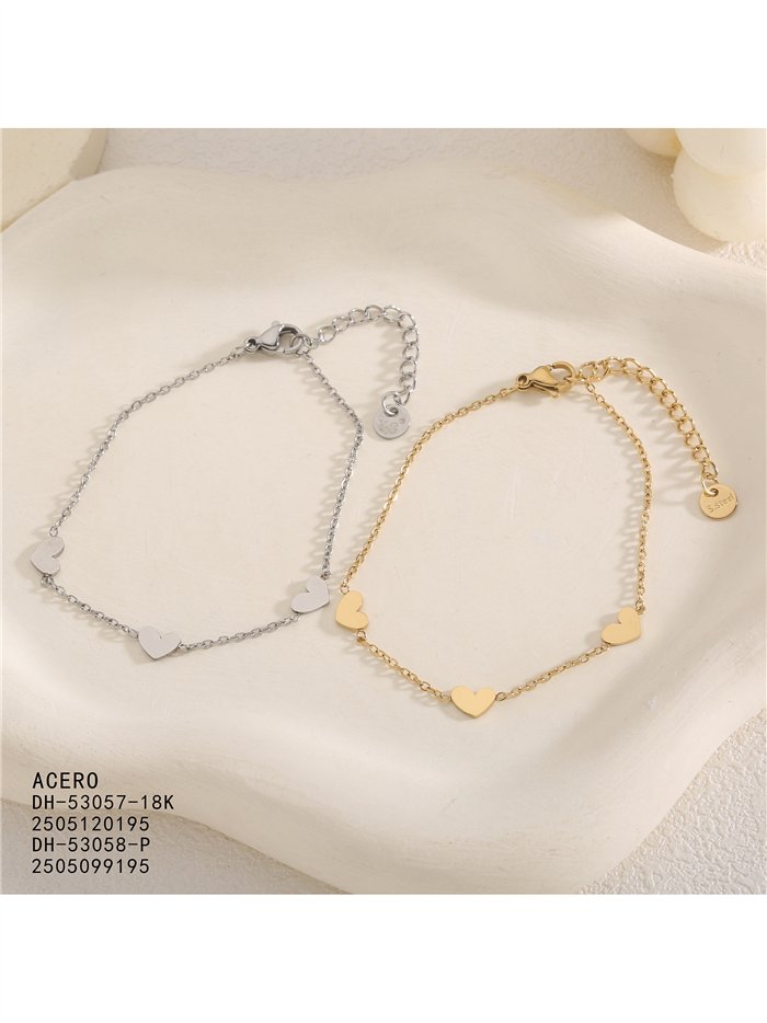 Pulsera triple corazón de acero
