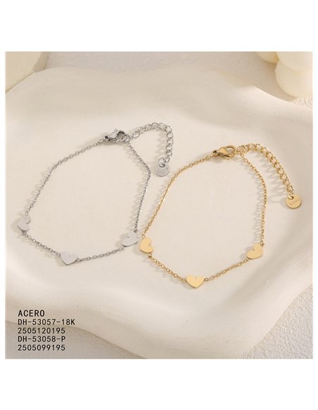 Pulsera triple corazón de acero