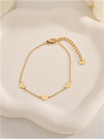 Pulsera triple corazón de acero