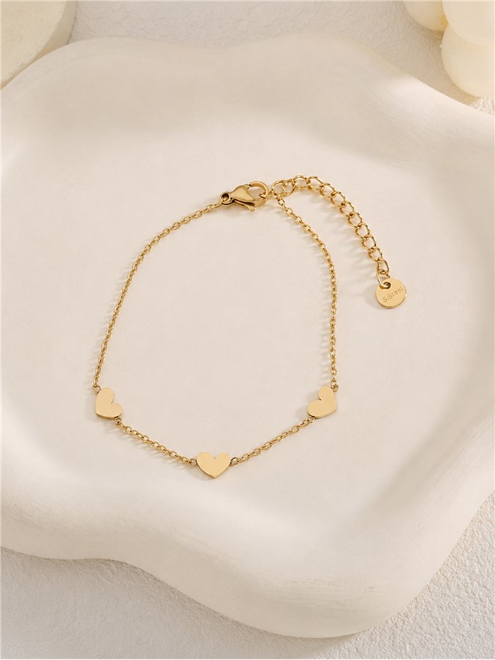 Pulsera triple corazón de acero