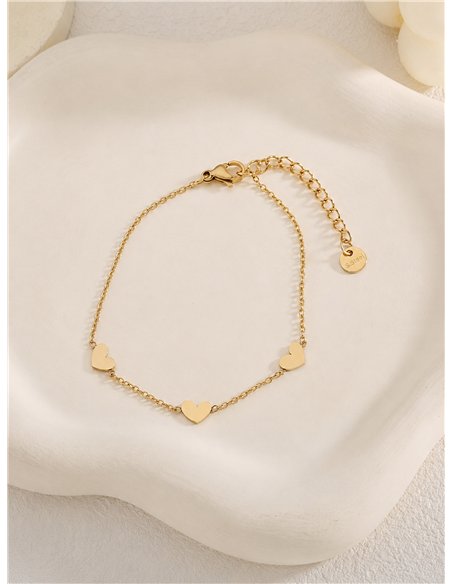 Pulsera triple corazón de acero
