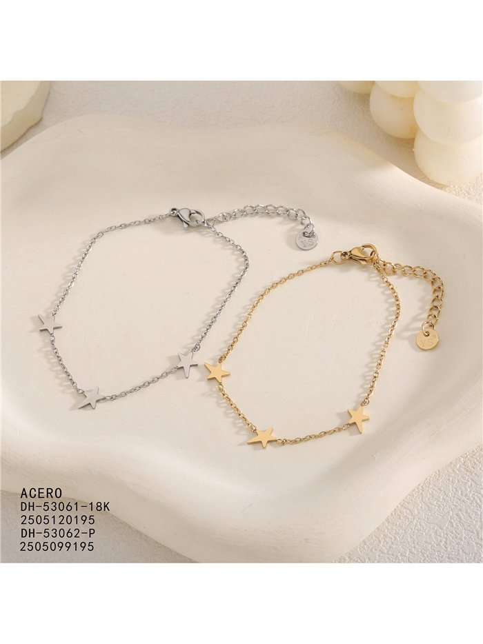 Pulsera triple estrella de acero