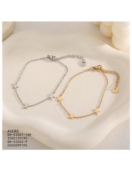 Pulsera triple estrella de acero