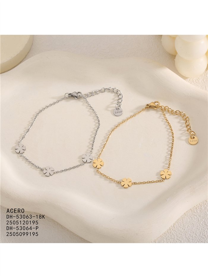 Pulsera triple flor de acero