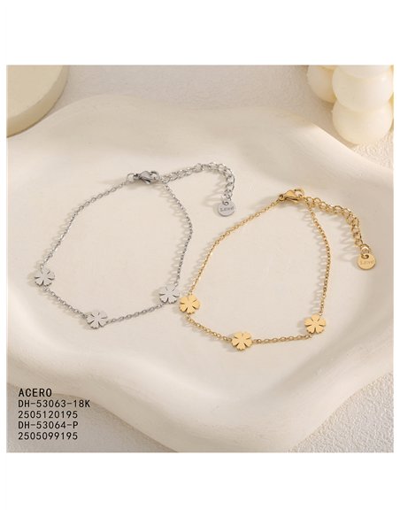 Pulsera triple flor de acero