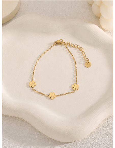 Pulsera triple flor de acero