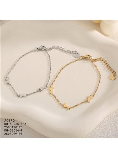 Pulsera triple perro salchicha de acero 2