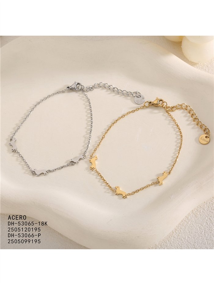 Pulsera triple perro salchicha de acero