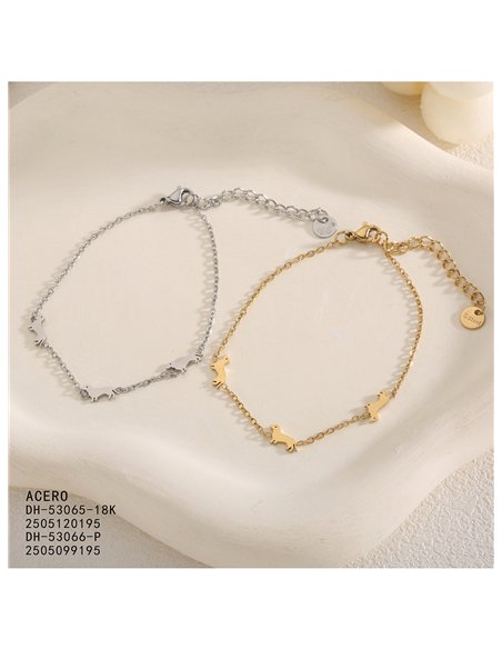 Pulsera triple perro salchicha de acero