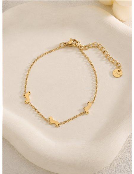 Pulsera triple perro salchicha de acero