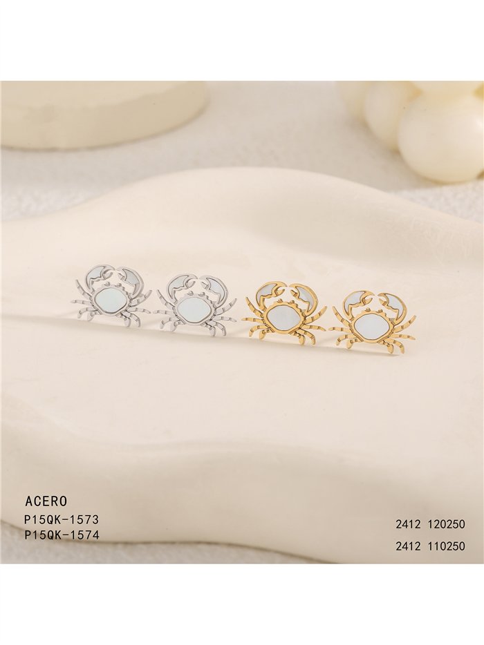Boucles d'oreilles crabe en émail blanc