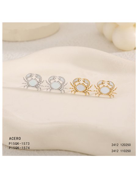 Boucles d'oreilles crabe en émail blanc