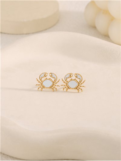 Boucles d'oreilles crabe en émail blanc
