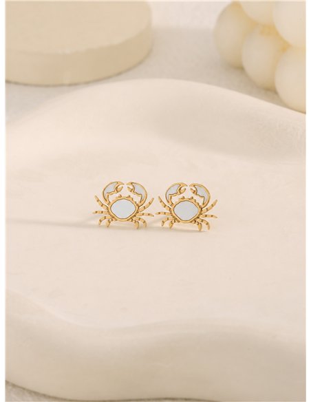 Boucles d'oreilles crabe en émail blanc
