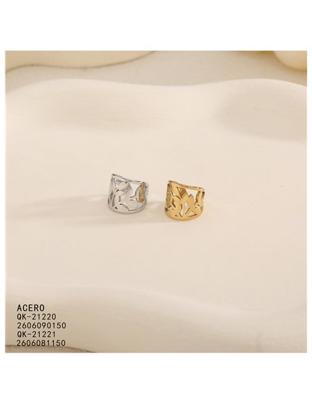 Ear cuff floral calado de acero