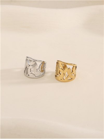 Ear cuff floral calado de acero