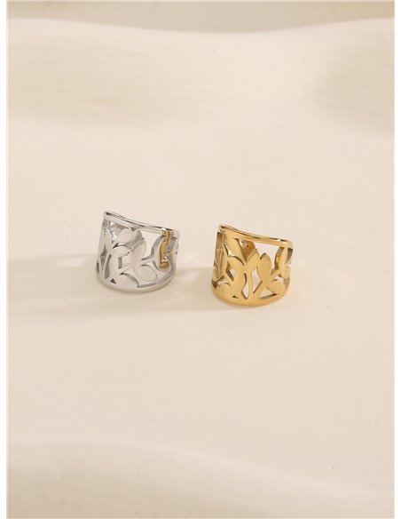 Ear cuff floral calado de acero