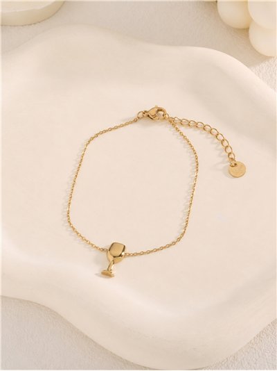 Feines Stahlkettenarmband mit Tassenanhänger