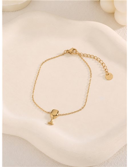 Pulsera de cadena fina de acero con colgante de copa