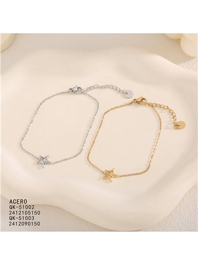 Elegante bracciale a catena in acciaio con ciondolo a stella. 2