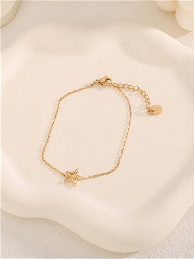 Elegante bracciale a catena in acciaio con ciondolo a stella.