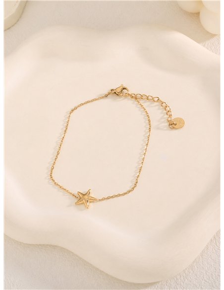 Pulseira de corrente de aço fina com pingente de estrela