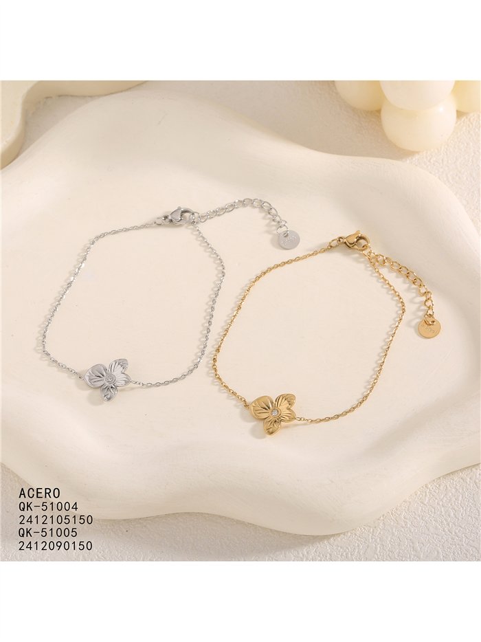 Pulsera de cadena con flor y circonita