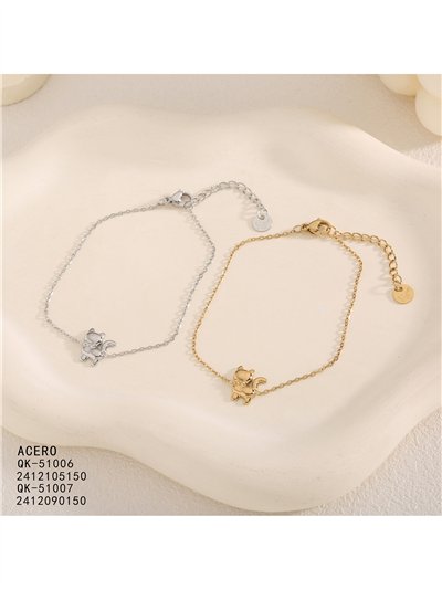 Pulsera de cadena fina de acero con colgante de gato 2