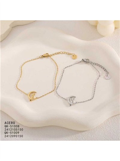 Pulsera gato luna de acero 2