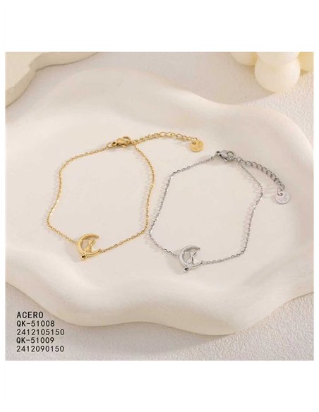 Pulsera gato luna de acero