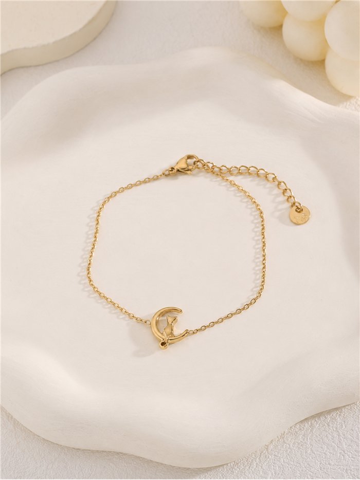 Pulsera gato luna de acero