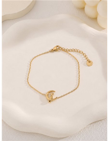 Pulsera gato luna de acero
