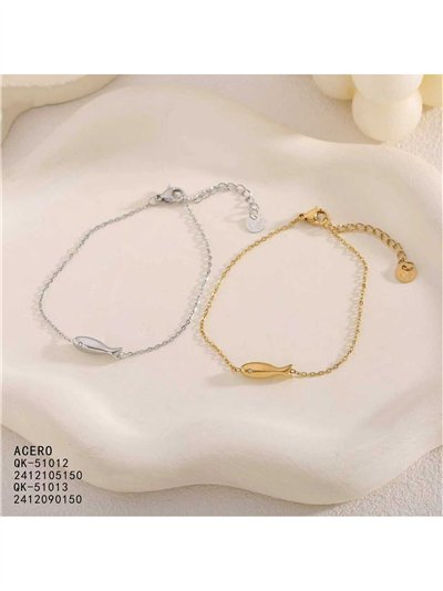 Bracciale a forma di pesce con zirconi cubici in acciaio 2
