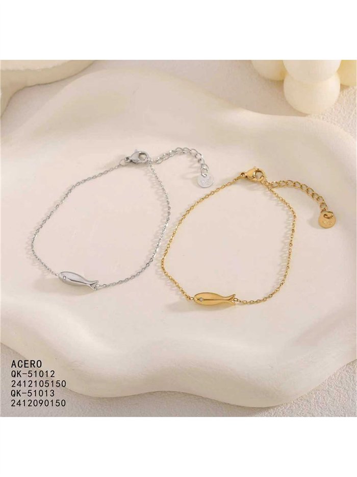 Pulsera pez con circonita de acero