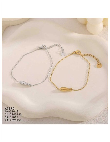Pulsera pez con circonita de acero