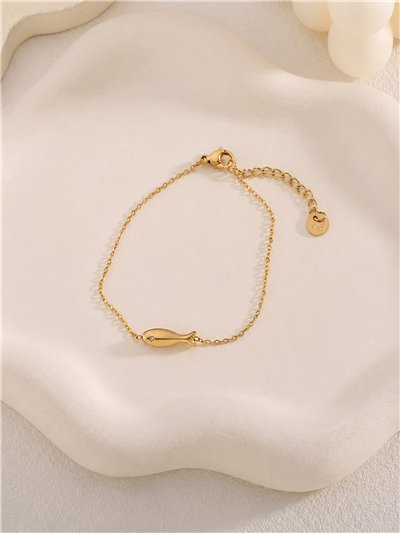 Bracciale a forma di pesce con zirconi cubici in acciaio