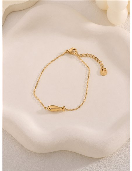 Pulsera pez con circonita de acero