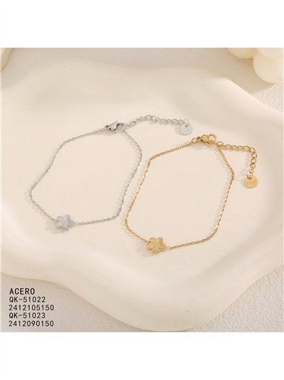 Pulsera de cadena fina de acero con colgante de flor 2
