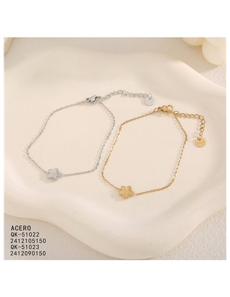Pulsera de cadena fina de acero con colgante de flor