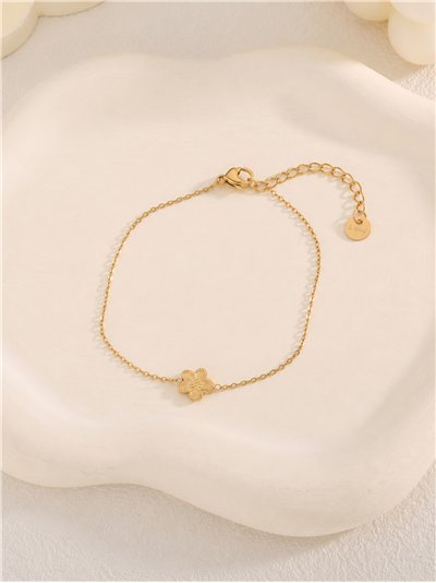 Pulsera de cadena fina de acero con colgante de flor