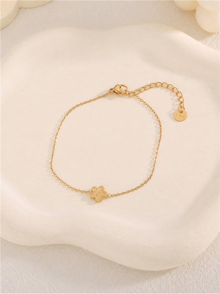 Pulsera de cadena fina de acero con colgante de flor