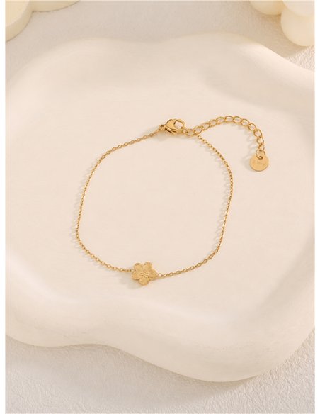 Pulsera de cadena fina de acero con colgante de flor