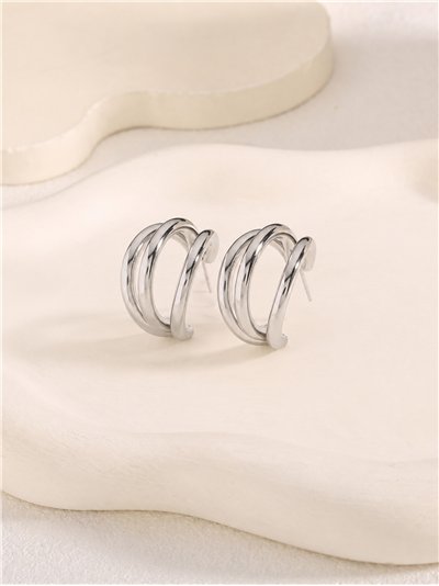 Pendientes de aro espiral triple